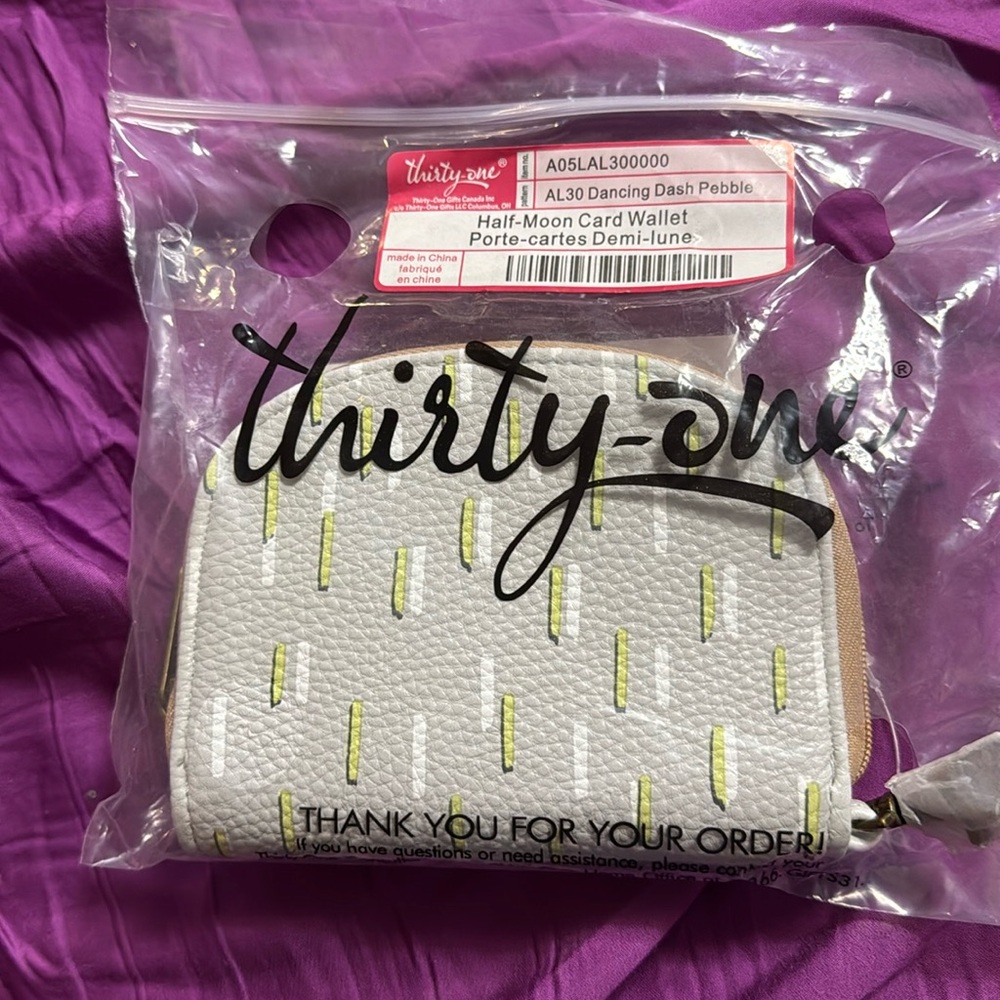 Thirty One Half-Moon Card Wallet - Dancing Dash Pebble - BNIP